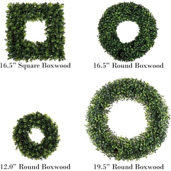 Pure Garden 19.5-Inch Boxwood Wreath - Round UV Resistant Artificial Spring - Picture 6 of 8